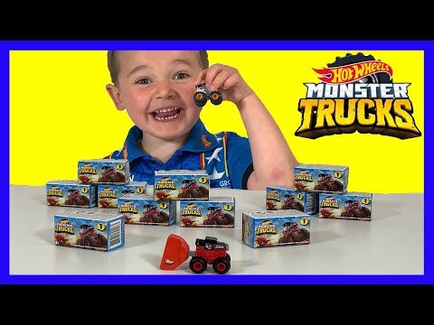 UNBOXING HOT WHEELS Monster Trucks MYSTERY Boxes!  Surprise Toy Unboxing FUN for KIDS
