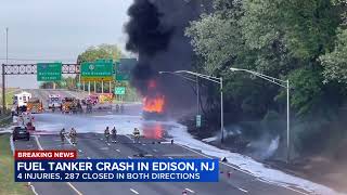 4 injured amid fuel tanker fire in Edison, New Jersey