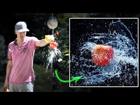 Apfel spritzig fotografieren! SO EASY Wasser scharf einfrieren, OHNE BLITZ
