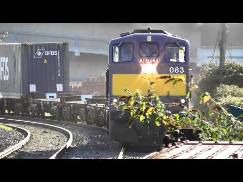 Irish Rail 071 Class locomotive 083 + IWT freight Liner - Drumcondra Station, Dublin