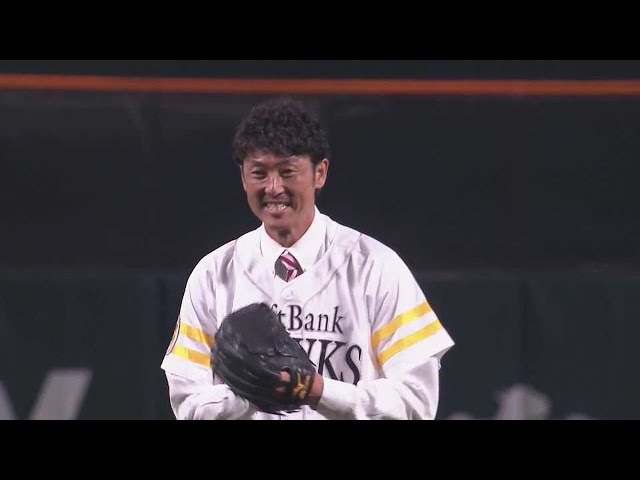 背番号は66!! 元ホークスピッチャー斉藤和巳さんの始球式!! 2022年3月2日 福岡ソフトバンクホークス 対 中日ドラゴンズ