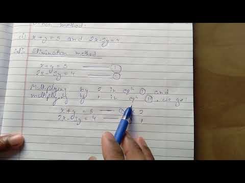 Solve the following pair of linear equation by the elimination method and the (i) x+y=5 and 2x-3y=4