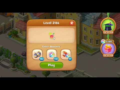 Gardenscapes Level 2186 Walkthrough "No Boosters Used"