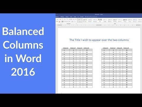 How to create two balanced columns in a Word Document