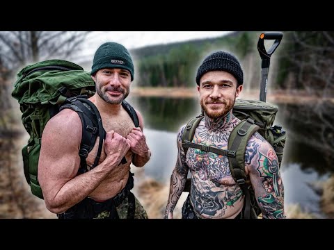 Bei 5 Grad Gewässerüberquerung mit Rucksack & Tarp - Biwak Overnighter mit Elite-Soldat