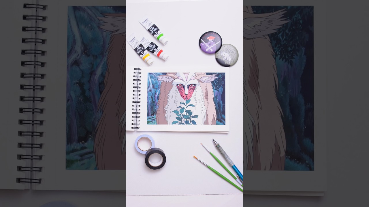 ジブリオタクが描くシシガミ様がこちらです。#ジブリ #アクリル絵の具 #もののけ姫