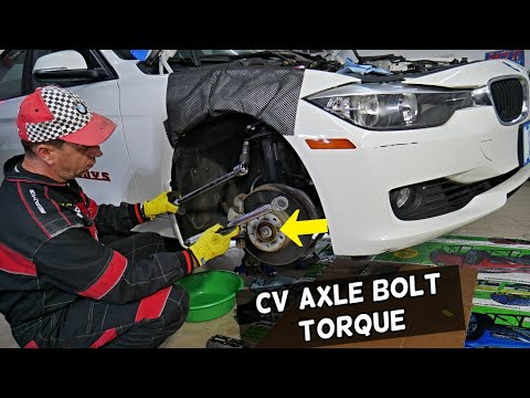 BMW FRONT CV AXLE BOLT TORQUE SPECS demonstrated on BMW F30 F31