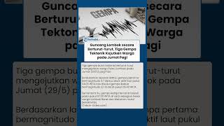 Guncang Lombok secara Berturut-turut, Tiga Gempa Tektonik Kejutkan Warga pada Jumat Pagi