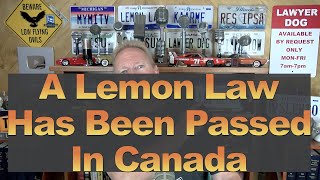A Lemon Law Has Been Passed in Canada