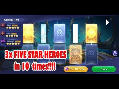 1st TIME IN MOBILE LEGENDS ADVENTURE! 3x FIVE STAR HEROES in 10x 2500 DIAMONDS!!!!