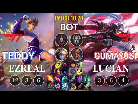 T1 Teddy Ezreal vs T1 Gumayusi Lucian Bot - KR Patch 10.23