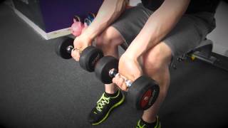Seated Dumbbell Palms-Up Wrist Curl exercise video thumbnail