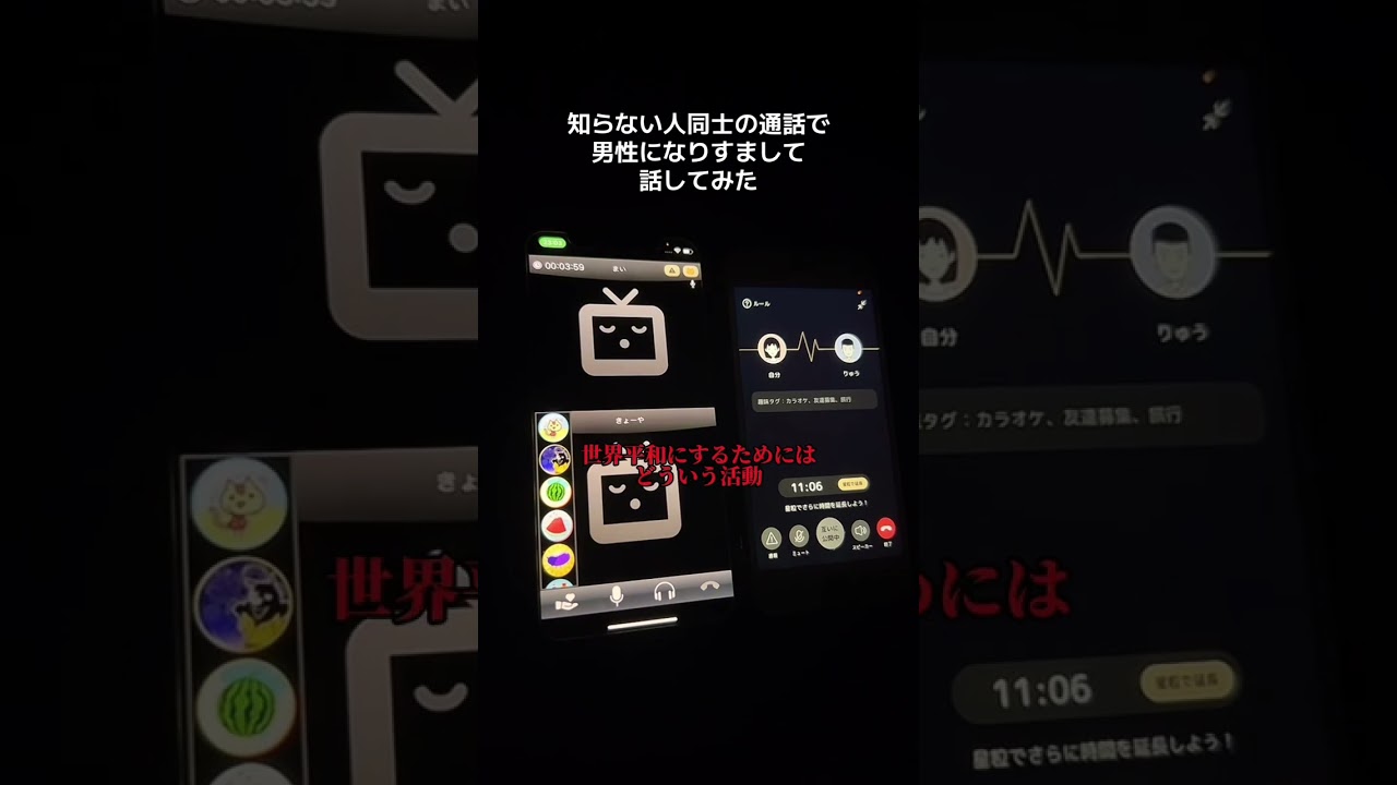 知らない人同士の通話で男性になりすまして話してみた【世界平和編】#寝落ち #通話 #gravity