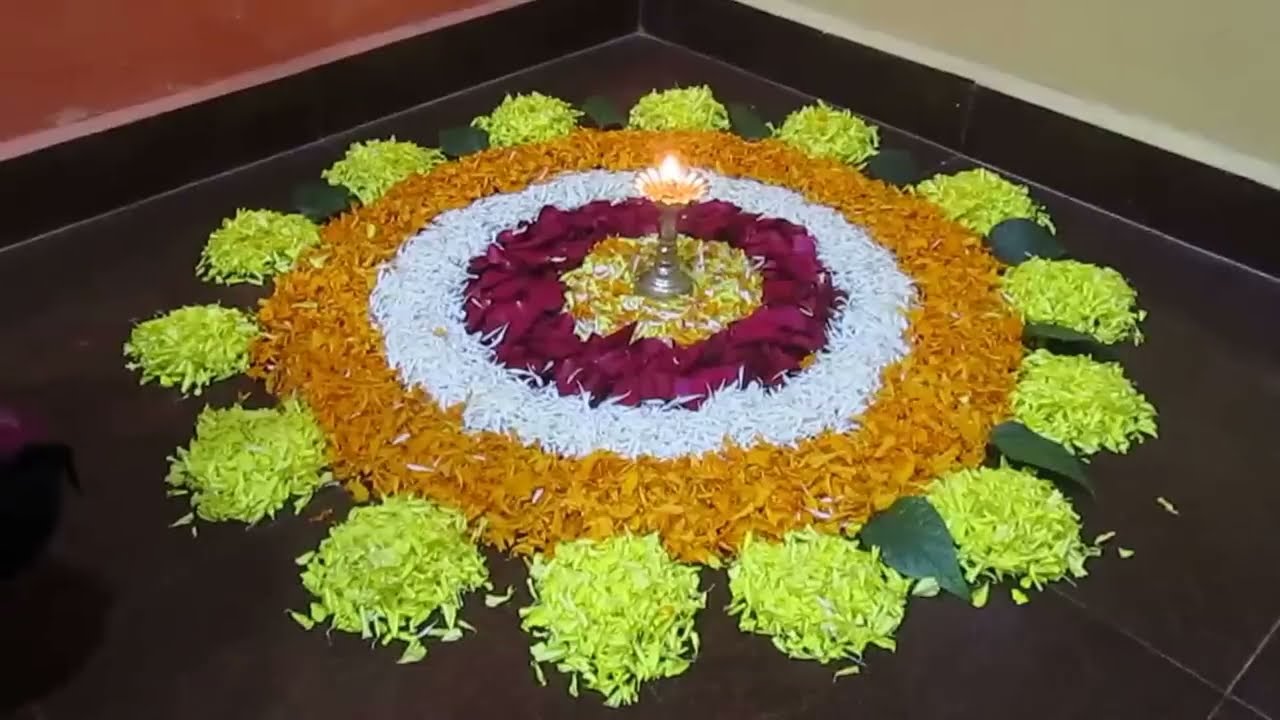 flower rangoli design pookalam