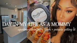 DAY IN MY LIFE AS A MOMMY ᥫ᭡. luxury apartment hunting, working out postpartum & parents getting lit