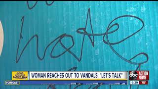 St. Pete woman reaches out to vandals who trash her anti-hate yard sign