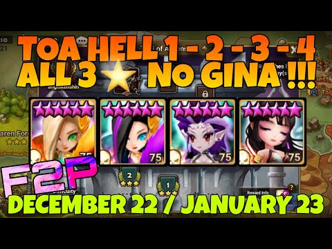 F2P TOA HELL STAGE 1 - 2 - 3 - 4 DECEMBER 2022 / JANUARY 2023 NO GINA SUMMONERS WAR