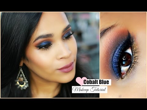 Bold Blue Makeup Tutorial - Cobalt Blue - Fall Makeup Medium Skin Tone MissLizHeart Video