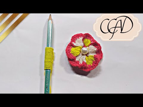 Superb Woolen Rose Making Idea with Pencil - Hand Embroidery Amazing Trick - DIy Woolen Flowers