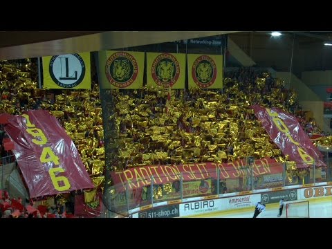 Jubiläumschoreo "Tradition seit 70 Jahren" (SCL Tigers vs. Lausanne HC, 42. Saisonspiel)