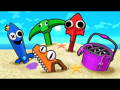 Cartoon Crab | Minecraft - SURVIVAL ISLAND RAINBOW TOOLS! (Minecraft)