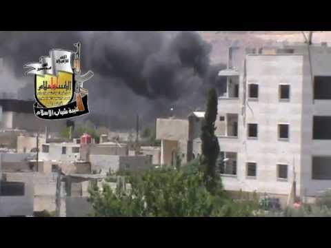 رصد لواء الإسلام للقصف العنيف على مدينة حرستا في ريف دمشق
