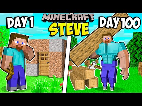 I Survived 100 Days as STEVE in Minecraft