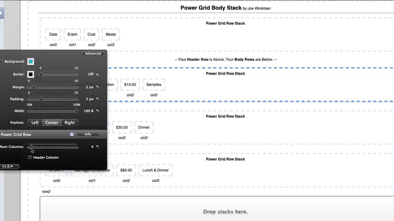 Power Grid Stack for Rapidweaver