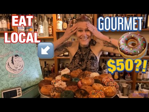 SANDY PONY DONUTS CHALLENGE | EAT LOCAL | MOM VS FOOD