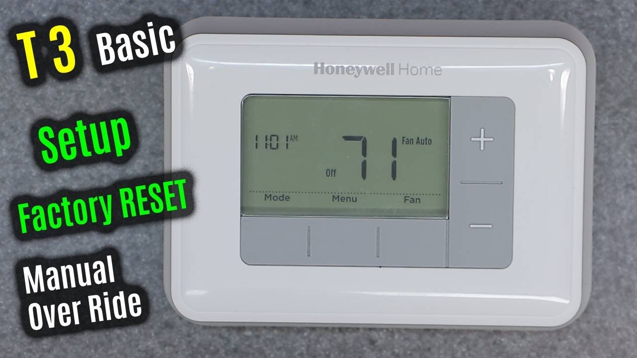 MANUAL Override | HONEYWELL Home T3 | | Factory RESET & SETUP | Menu OPTIONS Thermostat