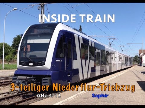 INSIDE NARROW GAUGE TRAIN - Walk through the new WSB Train/ Neuer WSB Triebzug ABe 4/12 "Saphir"