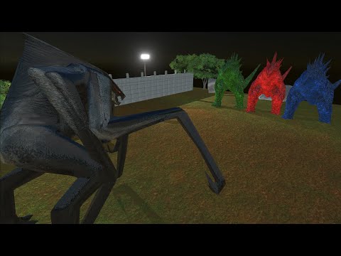 MUTO FEMALE VS GODZILLA RED & GODZILLA BLUE & GODZILLA GREEN - Animal Revolt Battle Simulator