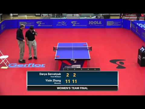 2016 NCTTA Nationals Women's Team Final - Darya Servatyuk (Wesleyan) vs Yixin Zhang (Wisconsin)