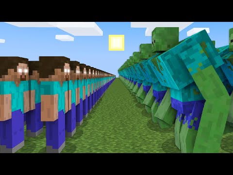 HEROBRINE ORDUSU VS MUTANT ZOMBİ ORDUSU - Minecraft
