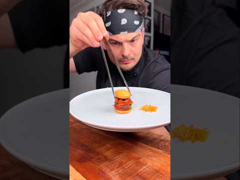 How to eat FANCY restaurant BURGER and fries properly?😎❤️🍔| CHEFKOUDY