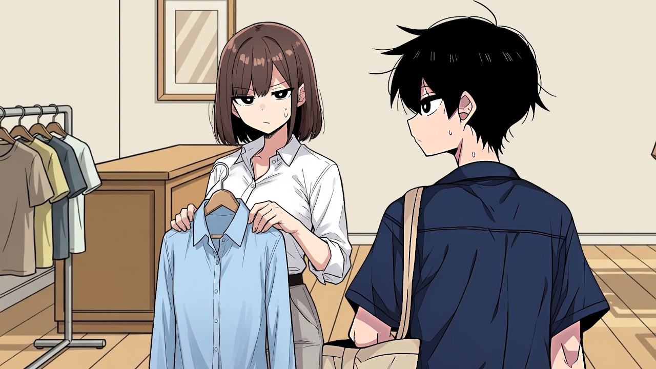 試着室で服を盗むんじゃなく増やしている人  (アニメコント)