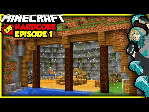 Epic Cave Starter House in Hardcore Minecraft | Episode 1 (1.18 Let's Play)