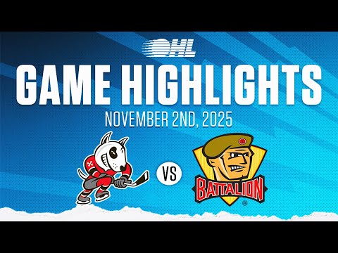 OHL Highlights: Niagara IceDogs @ North Bay Battalion Nov. 2, 2025