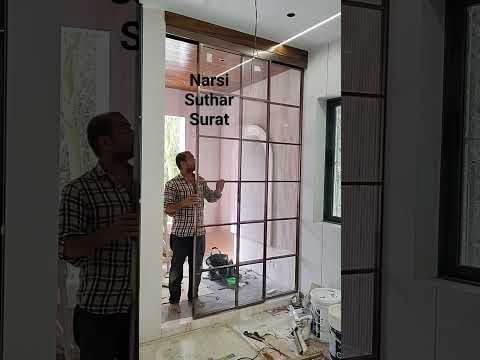 16*45 profile sliding #slim profile sliding door #rose gold  slim profile partition #telescopic