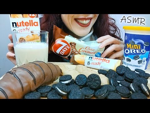 ASMR Dessert: Mini Oreo Cookies, Nutella Wafers & Chocolate Covered 7 Days Croissant | No Talking