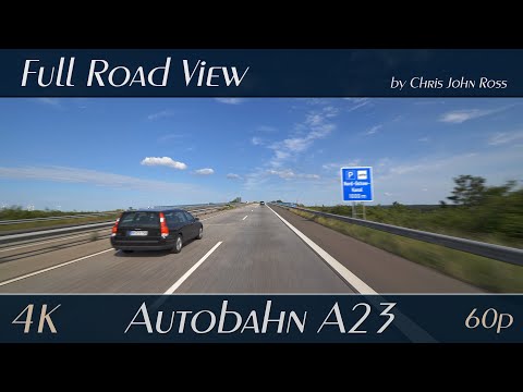 Autobahn (A23), Germany: Schafstedt - Hochbrücke Nord-Ostsee-Kanal / Hohenhörn - 4K (2160p/60p) UHD