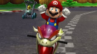 Mario on Flame Runner in Mario Kart Wii