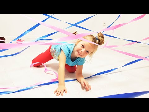 Olga and Mommy rescue toys from giant tape maze Indoor games and activities