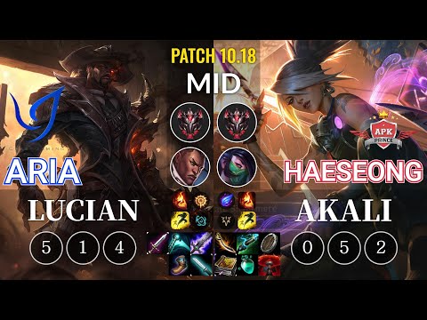 CGA Aria Lucian vs APK HaeSeong Akali Mid - KR Patch 10.18