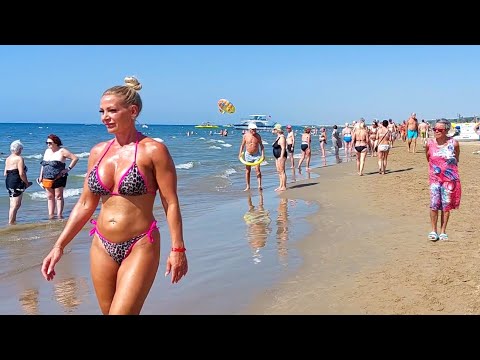 Türkiye Beach Walk: Antalya Beach. Turkish Riviera☀️🏖️  #antalya #beach #turkey