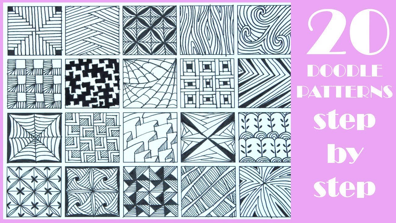 20 EASY Doodle Patterns | Step by Step | Zentangle patterns