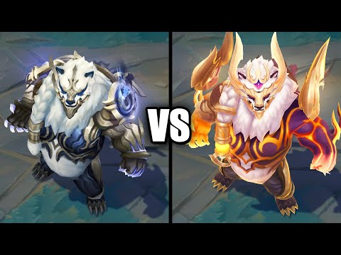 Prestige Dragon Duality Volibear vs Dragon Duality Volibear Skins Comparison (League of Legends)