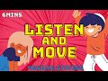 LISTEN AND MOVE MUSICAL STATUES - Kids Exercise Game for Listening and Moving
