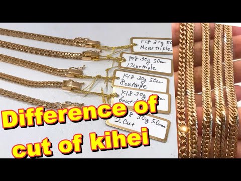 Difference of cut of kihei Japan gold K18 30g 50cm 2cut , 6cut , 8cut ,12cut and Mcut triple ganda!