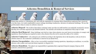 Asbestos Demolition & Removal Services South Africa